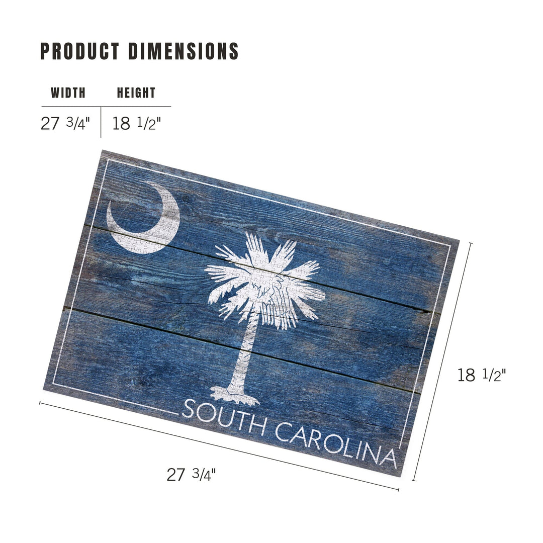 South Carolina, Rustic State Flag, Jigsaw Puzzle Puzzle Lantern Press 