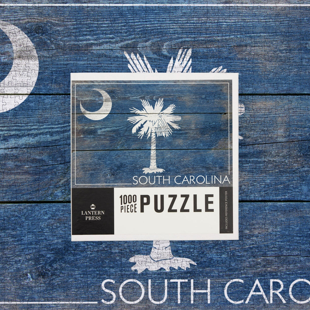 South Carolina, Rustic State Flag, Jigsaw Puzzle Puzzle Lantern Press 