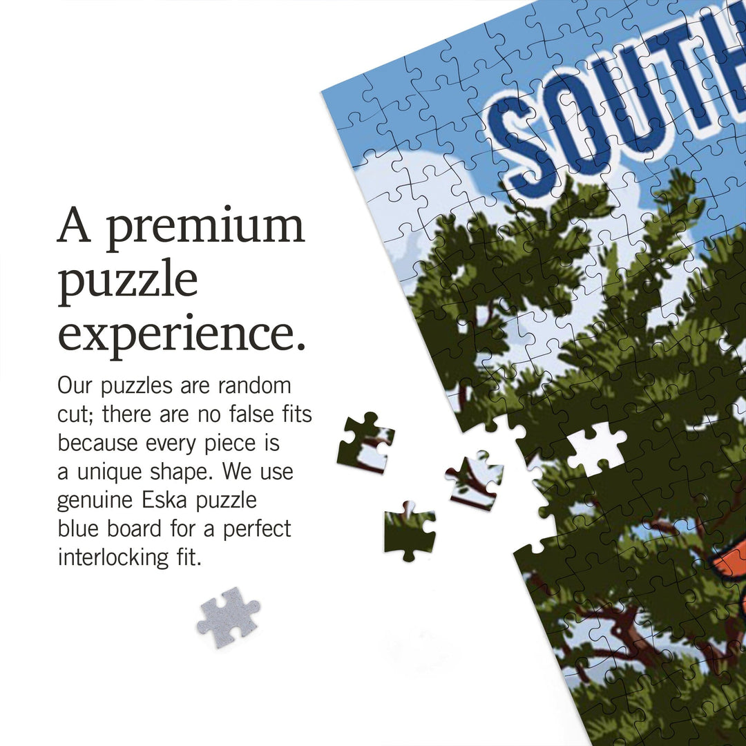 South Carolina, Signpost, Lake and Eagle, Jigsaw Puzzle Puzzle Lantern Press 