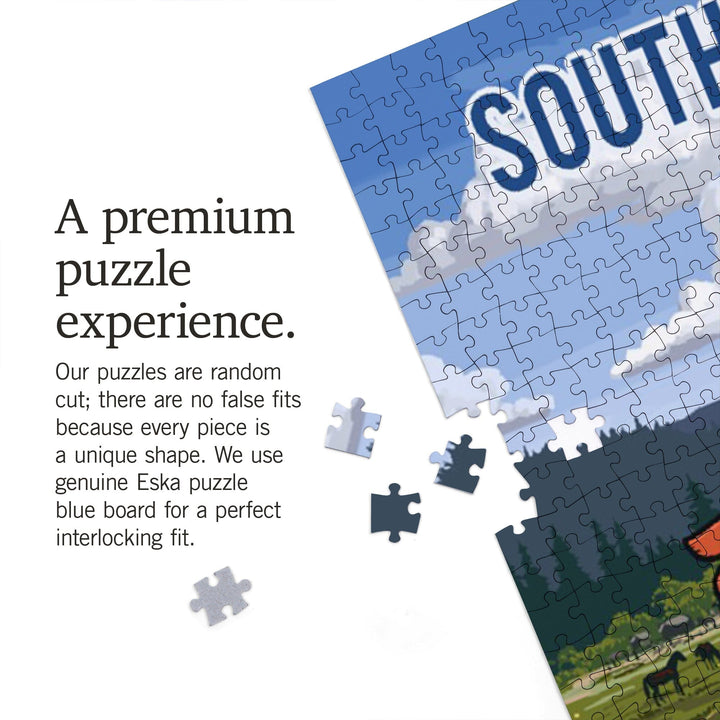 South Carolina, Signpost, Meadow, Jigsaw Puzzle Puzzle Lantern Press 
