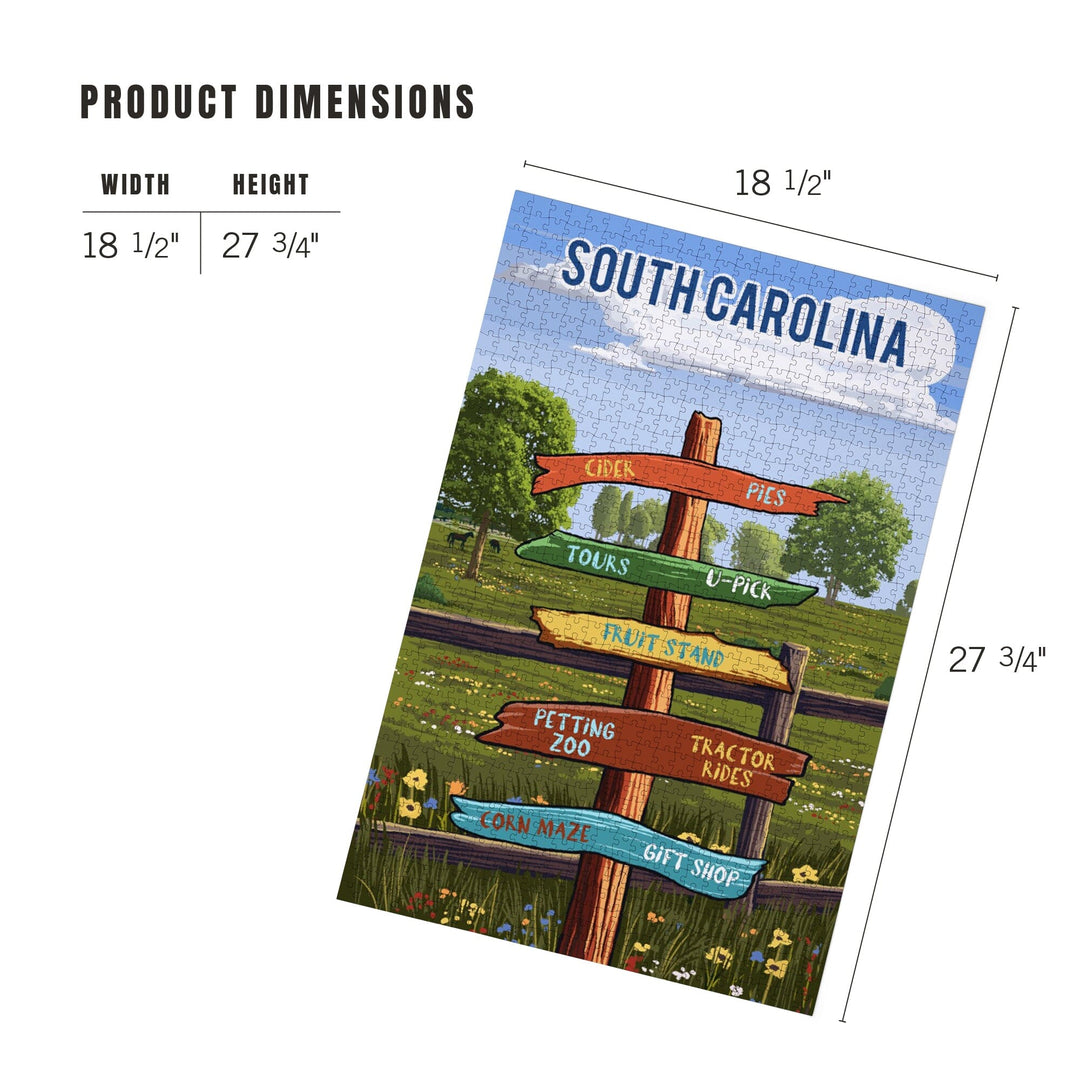 South Carolina, Signpost, Orchard, Jigsaw Puzzle Puzzle Lantern Press 