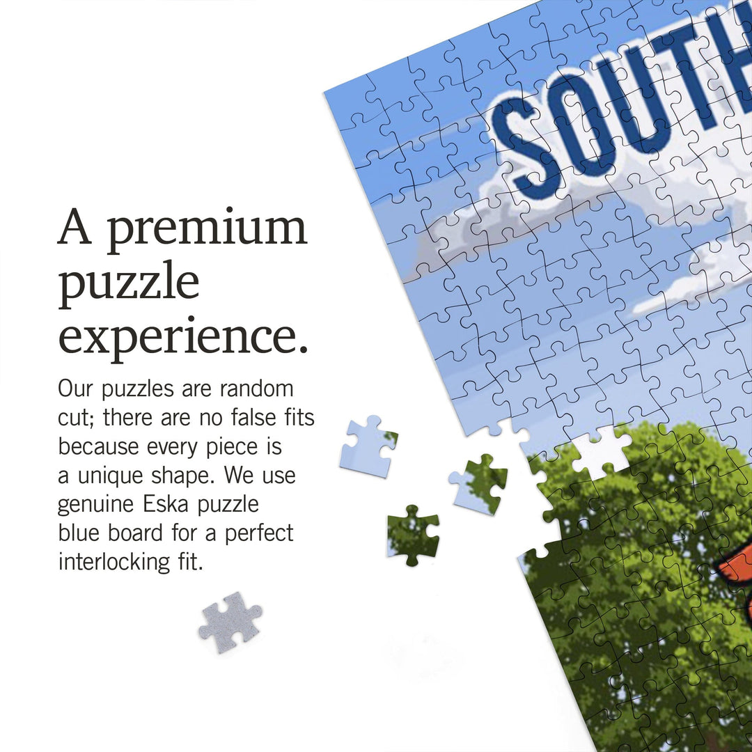 South Carolina, Signpost, Orchard, Jigsaw Puzzle Puzzle Lantern Press 