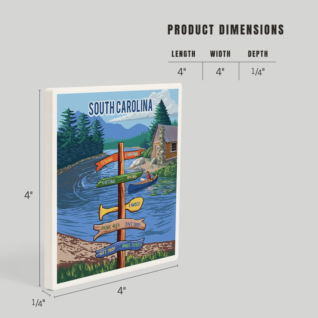South Carolina, Signpost, River, Coasters Coasters Lantern Press 