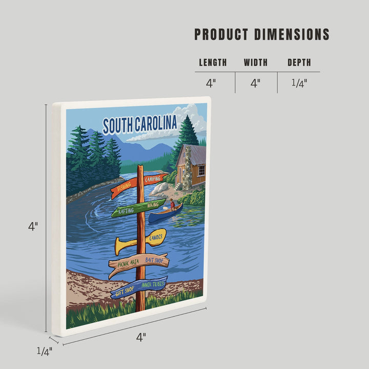 South Carolina, Signpost, River, Coasters Coasters Lantern Press 