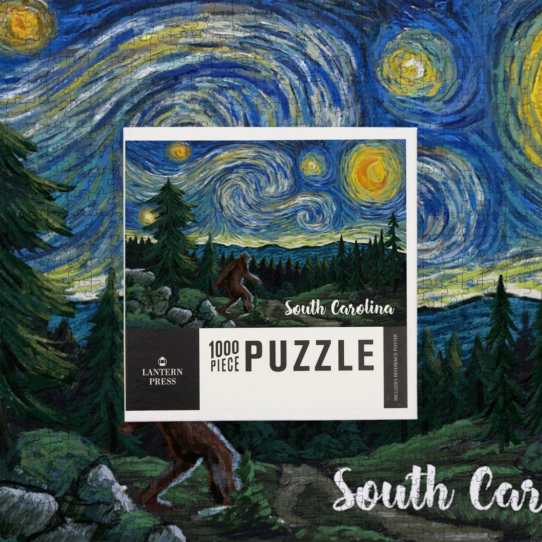 South Carolina, Starry Night, Bigfoot, Jigsaw Puzzle Puzzle Lantern Press 
