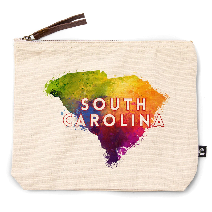 South Carolina, State Abstract Watercolor, Contour, Lantern Press Artwork, Accessory Go Bag Totes Lantern Press 
