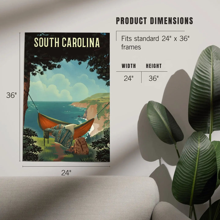 South Carolina, Today's Office, Coastal Series, Hammock on Beach, Art & Giclee Prints Art Lantern Press 