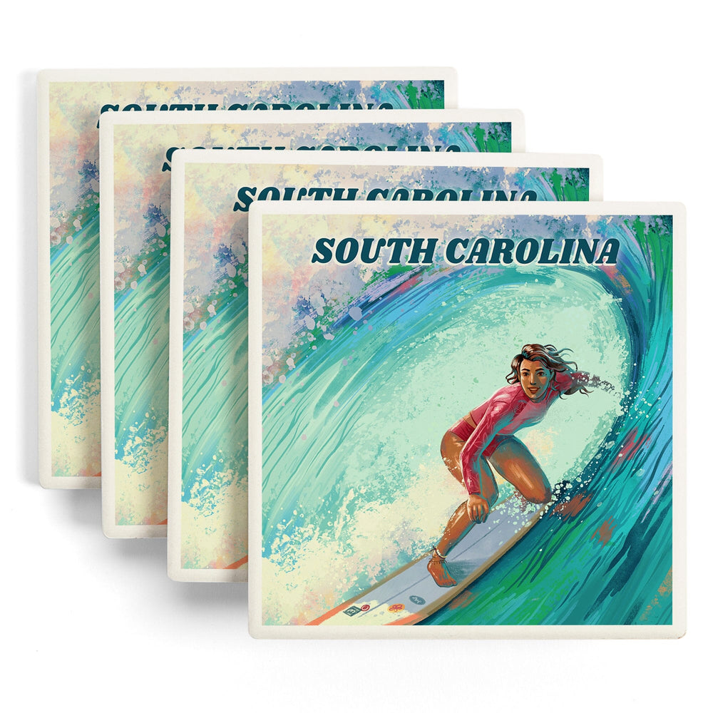 South Carolina, Vitamin Sea, Coastal Series, Surfer Girl, Coasters Coasters Lantern Press 
