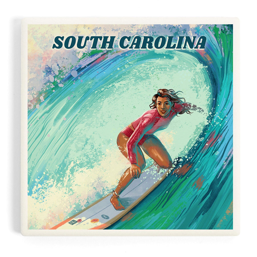 South Carolina, Vitamin Sea, Coastal Series, Surfer Girl, Coasters Coasters Lantern Press 