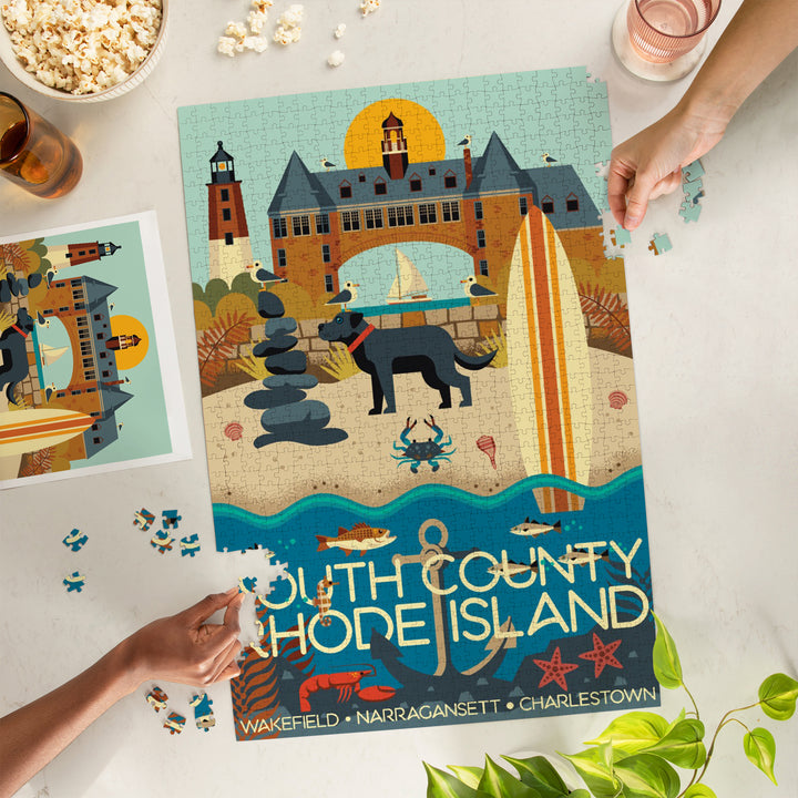 South County, Rhode Island, Geometric, Jigsaw Puzzle Puzzle Lantern Press 