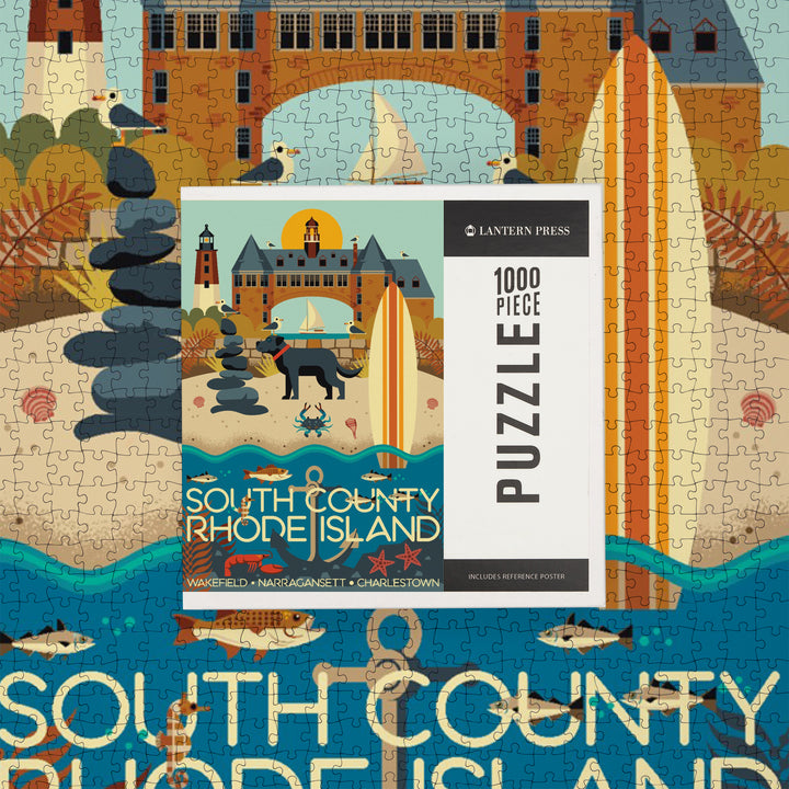 South County, Rhode Island, Geometric, Jigsaw Puzzle Puzzle Lantern Press 
