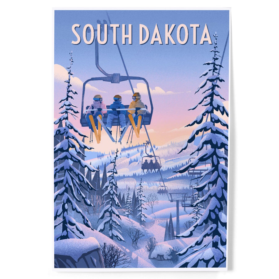 South Dakota, Chill on the Uphill, Ski Lift, Art & Giclee Prints Art Lantern Press 