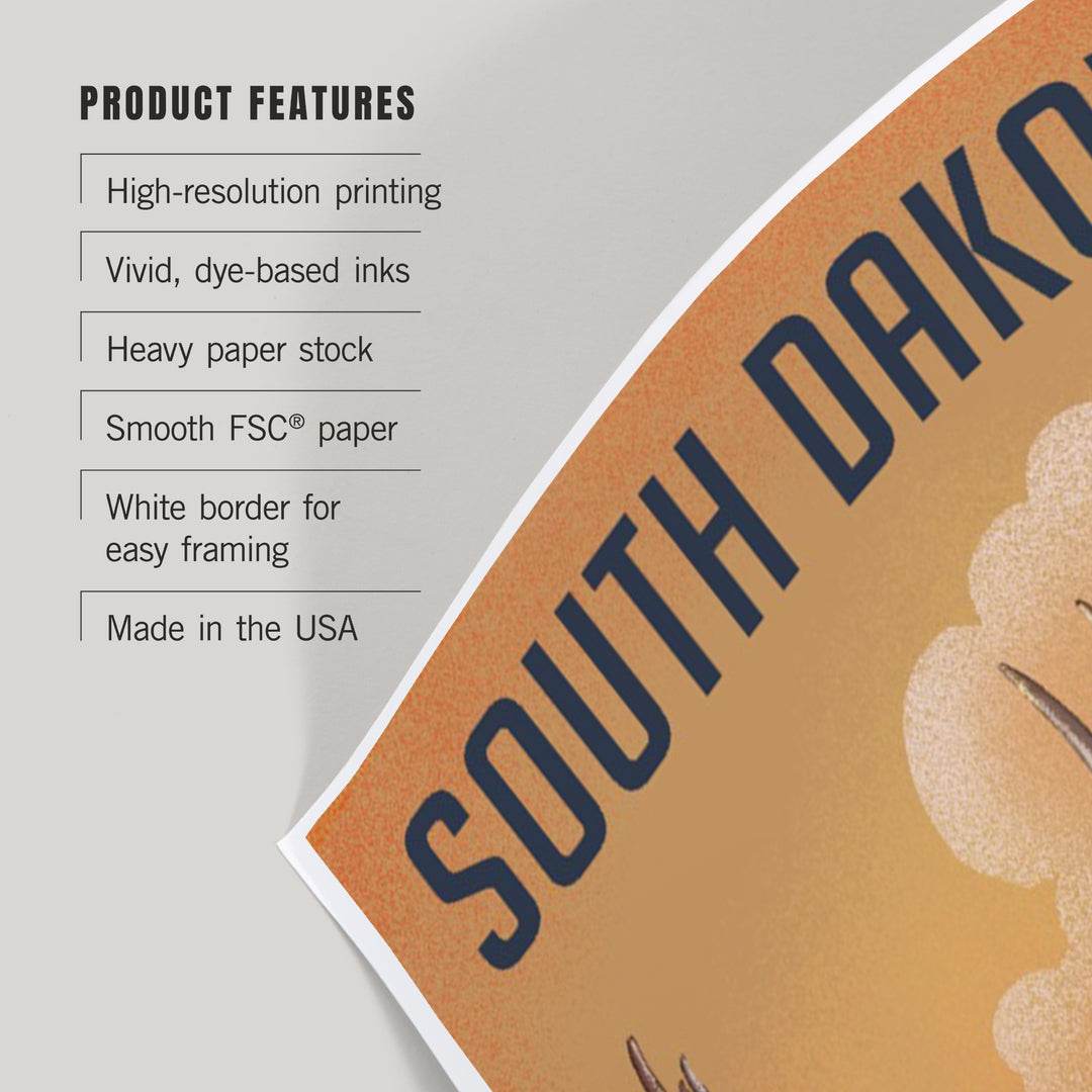 South Dakota, Mule Deer, Lithograph, Art & Giclee Prints Art Lantern Press 