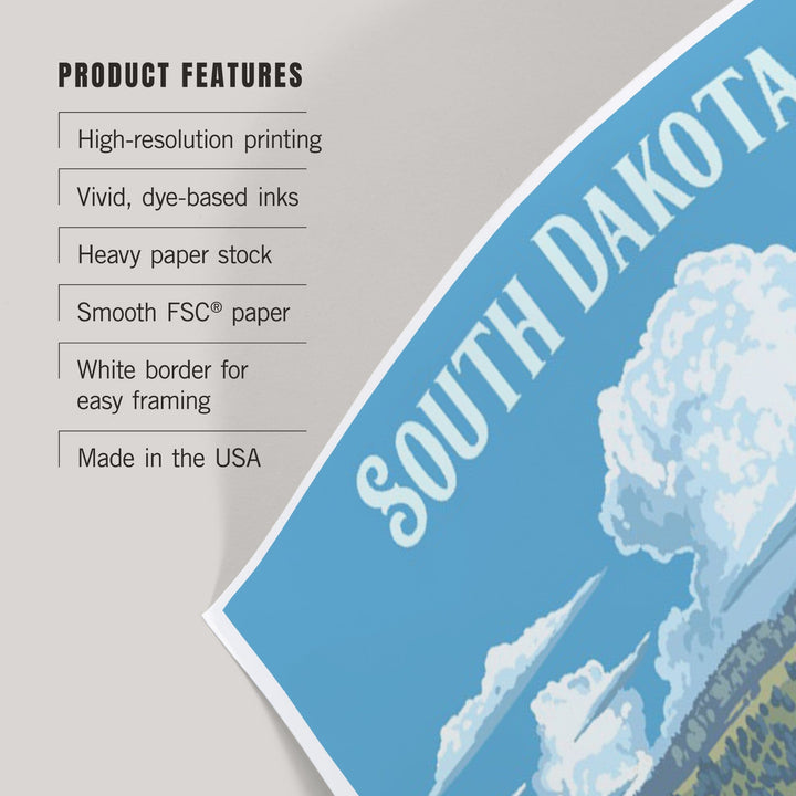 South Dakota, Painterly, Bison and Pheasant, Art & Giclee Prints Art Lantern Press 