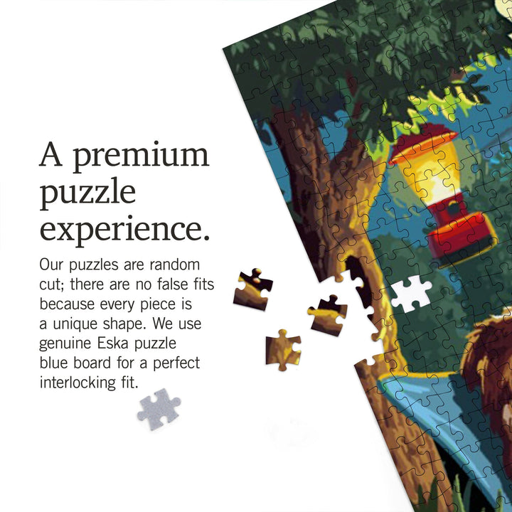 South Dakota, Painterly, Pack Life, Dogs Around Campfire, Jigsaw Puzzle Puzzle Lantern Press 