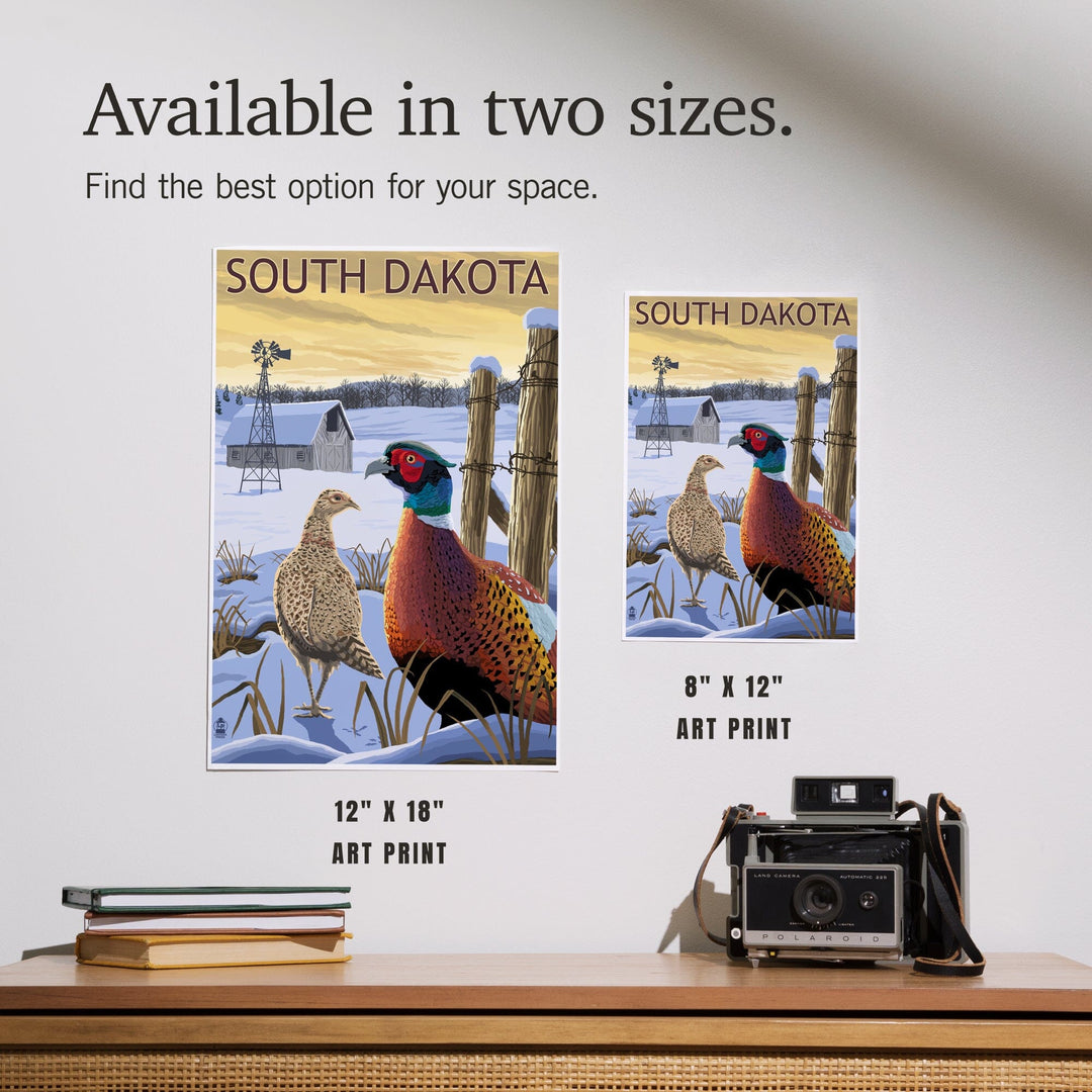 South Dakota, Pheasants, Art & Giclee Prints Art Lantern Press 