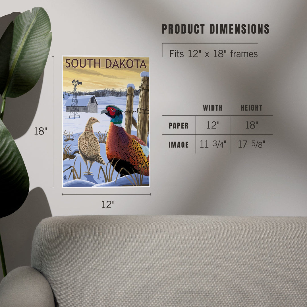 South Dakota, Pheasants, Art & Giclee Prints Art Lantern Press 