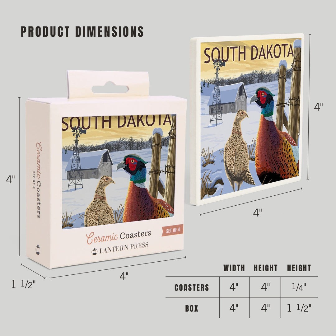 South Dakota, Pheasants, Coasters Coasters Lantern Press 