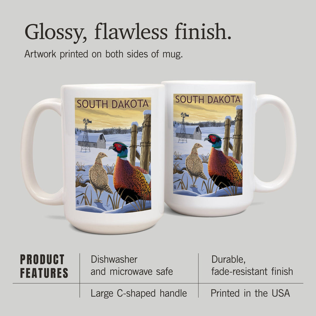 South Dakota, Pheasants, Lantern Press Artwork, Ceramic Mug Mugs Lantern Press 