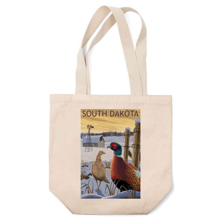 South Dakota, Pheasants, Lantern Press Artwork, Tote Bag Totes Lantern Press 