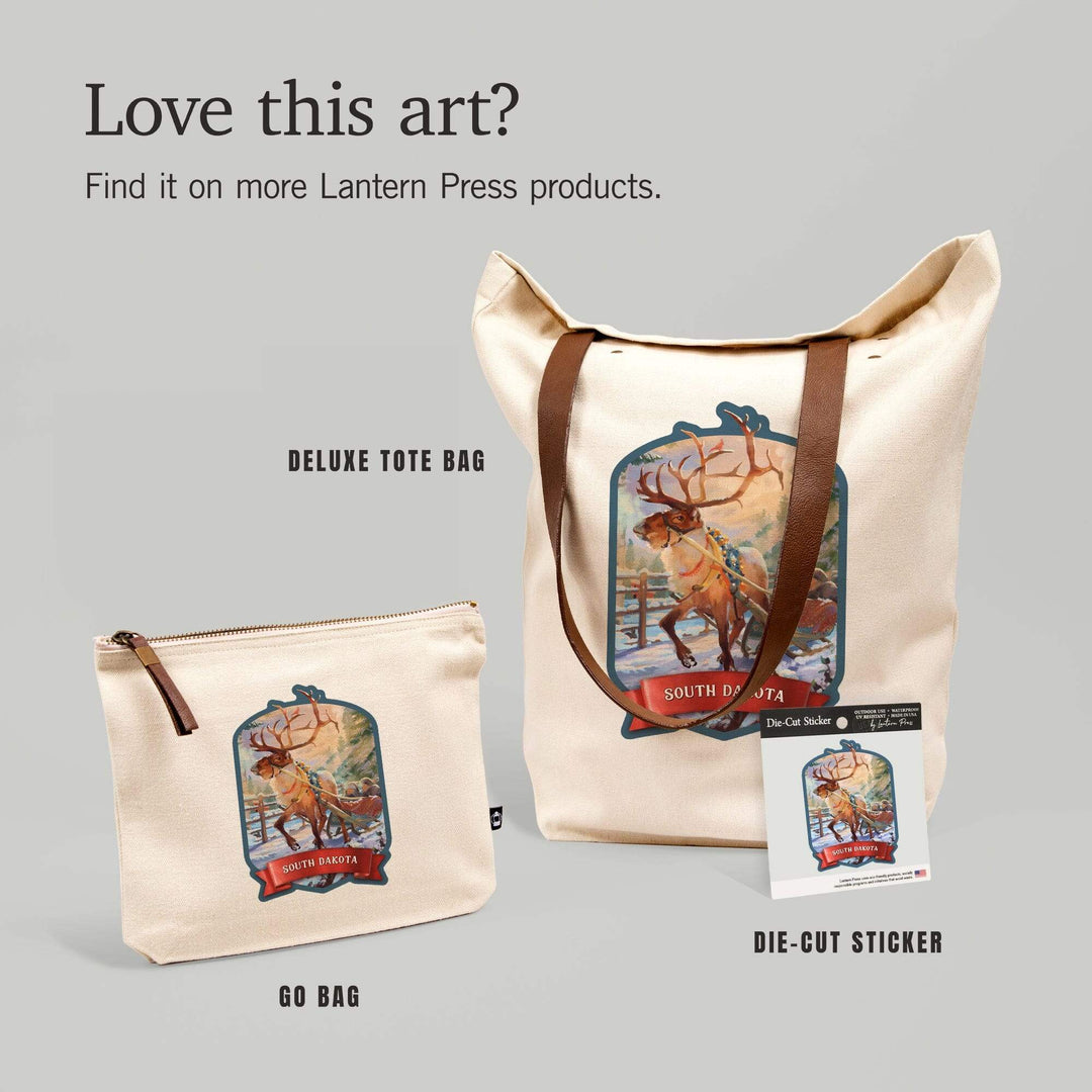 South Dakota, Sleigh Ride,, Organic Cotton Zipper Pouch, Go Bag Go Bag Lantern Press 