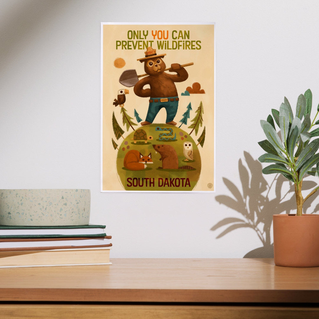 South Dakota, Smokey Bear and Friends, Art & Giclee Prints Art Lantern Press 