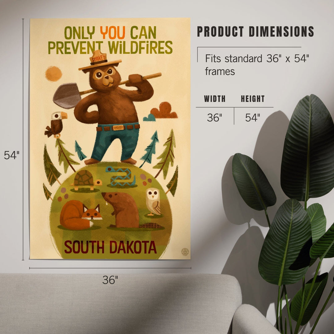 South Dakota, Smokey Bear and Friends, Art & Giclee Prints Art Lantern Press 