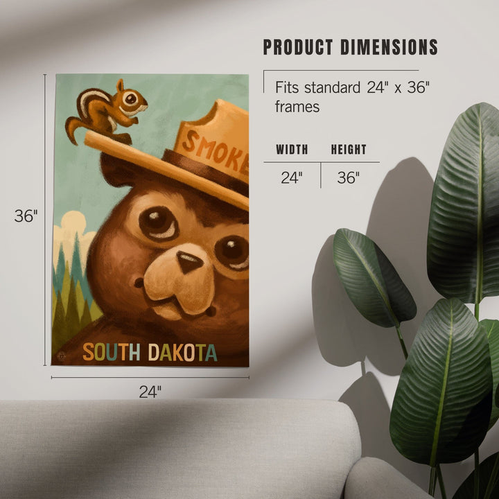 South Dakota, Smokey Bear and Squirrel, Art & Giclee Prints Art Lantern Press 