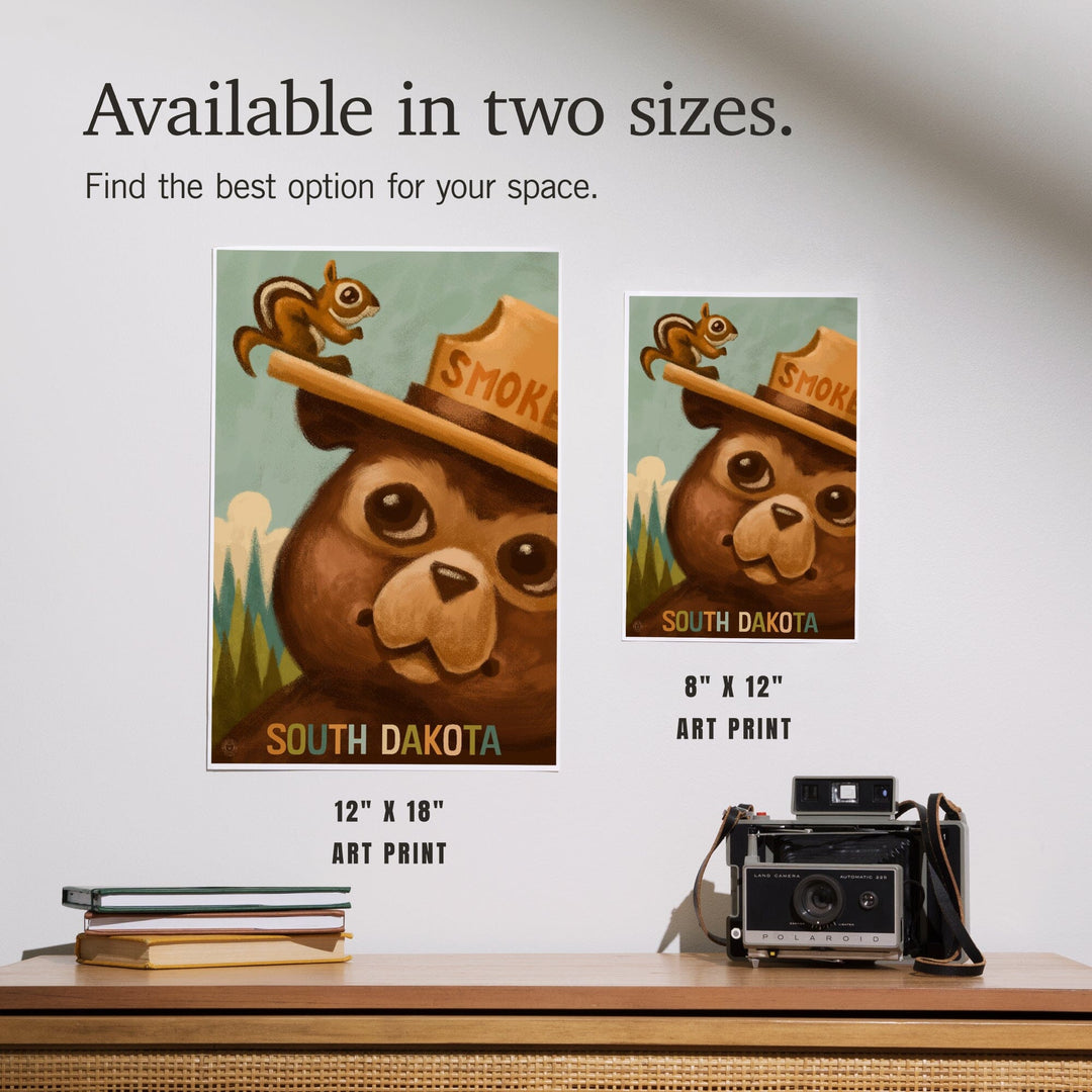 South Dakota, Smokey Bear and Squirrel, Art & Giclee Prints Art Lantern Press 