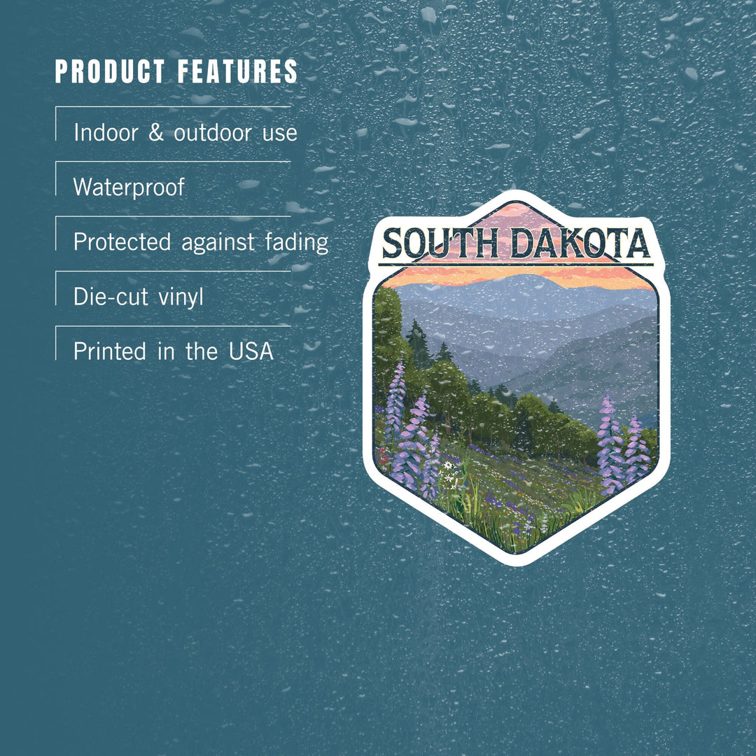 South Dakota, Spring Flowers, Contour Lantern Press Artwork, Vinyl Sticker Sticker Lantern Press 