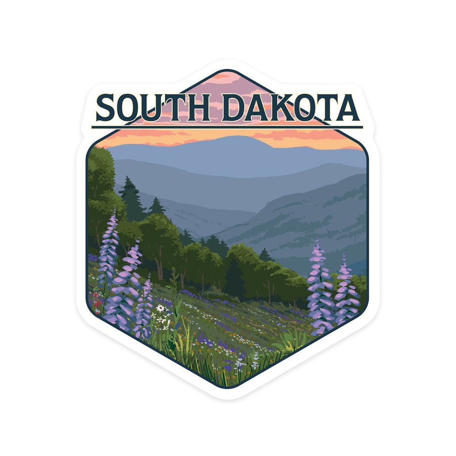 South Dakota, Spring Flowers, Contour Lantern Press Artwork, Vinyl Sticker Sticker Lantern Press 