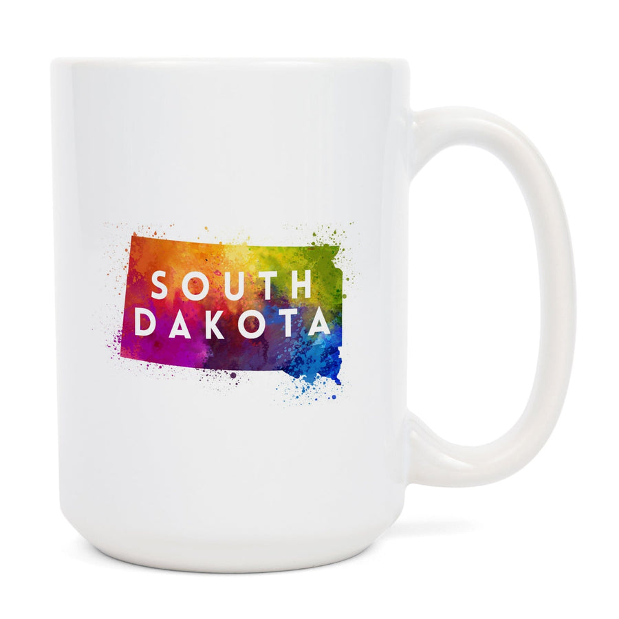 South Dakota, State Abstract Watercolor, Contour, Lantern Press Artwork, Ceramic Mug Mugs Lantern Press 