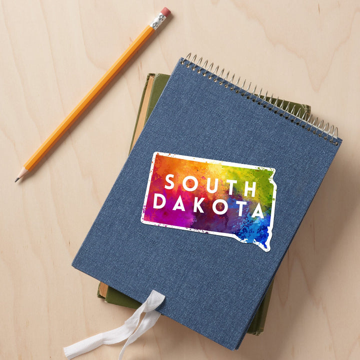 South Dakota, State Abstract Watercolor, Contour, Lantern Press Artwork, Vinyl Sticker Sticker Lantern Press 