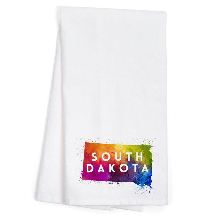 South Dakota, State Abstract Watercolor, Contour, Organic Cotton Kitchen Tea Towels Kitchen Lantern Press 