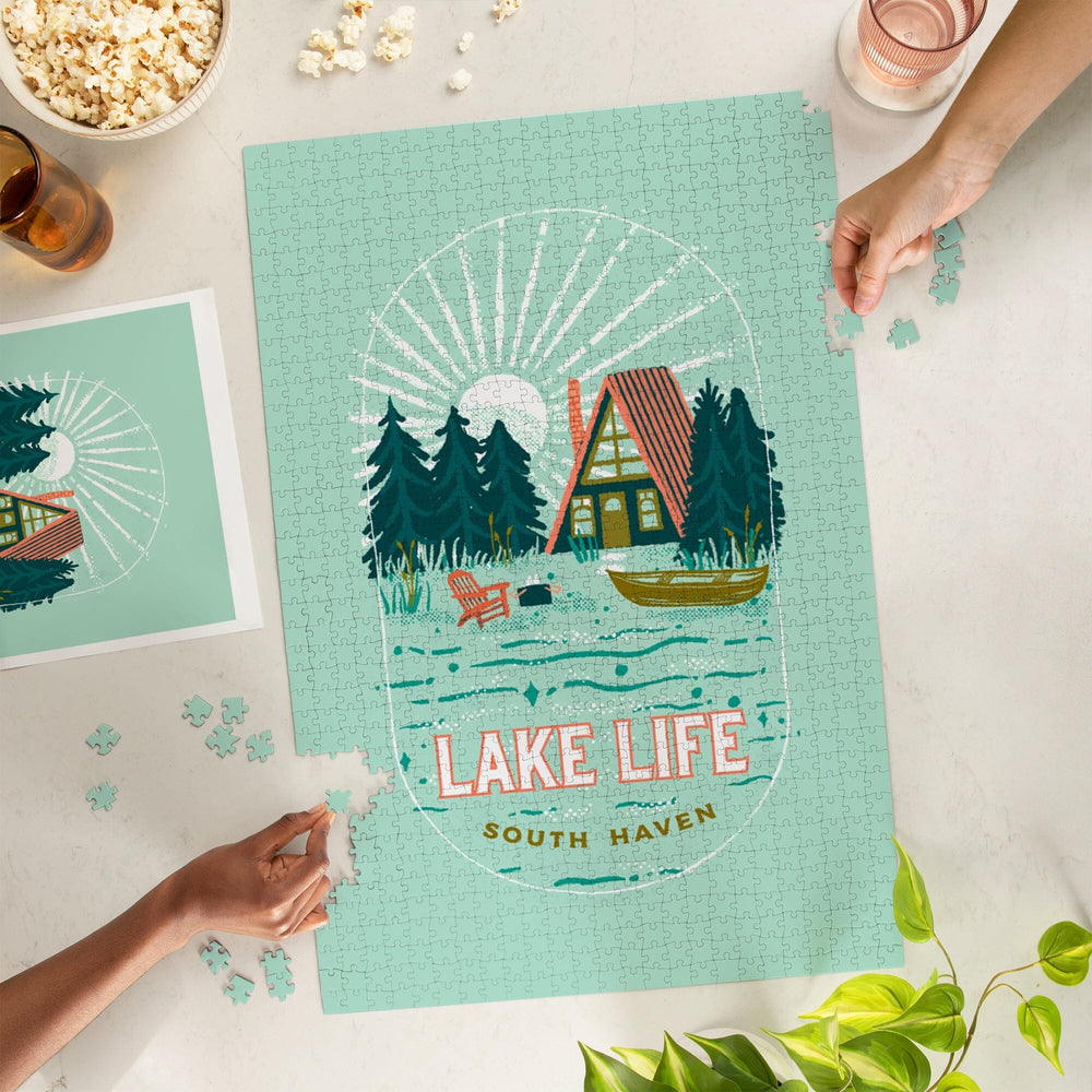 South Haven, Lake Life Series, Lake life, Contour, Jigsaw Puzzle Puzzle Lantern Press 