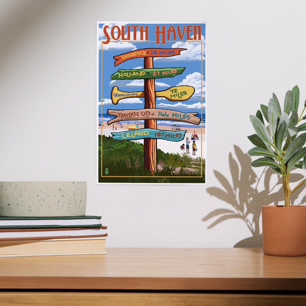 South Haven, Michigan, Destination Sign, Art & Giclee Prints Art Lantern Press 