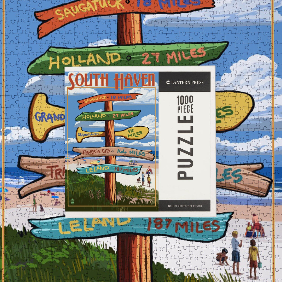 South Haven, Michigan, Destination Sign, Jigsaw Puzzle Puzzle Lantern Press 