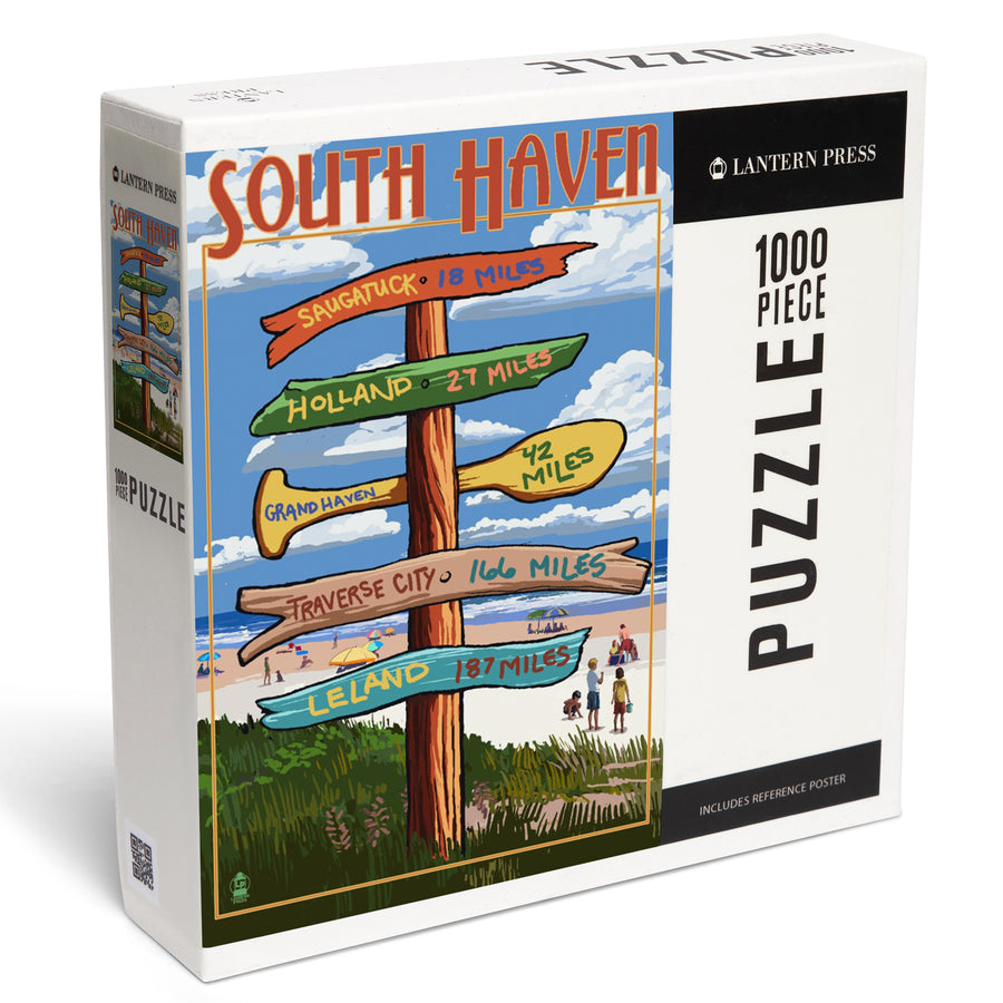 South Haven, Michigan, Destination Sign, Jigsaw Puzzle Puzzle Lantern Press 