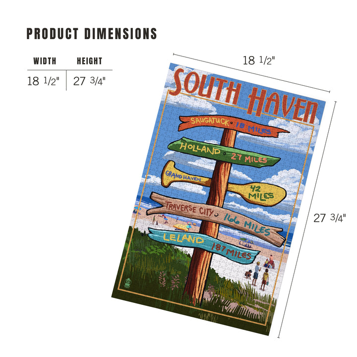 South Haven, Michigan, Destination Sign, Jigsaw Puzzle Puzzle Lantern Press 