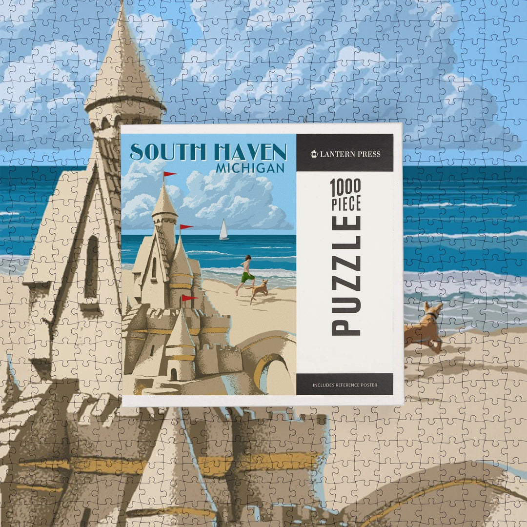 South Haven, Michigan, Sand Castle, Jigsaw Puzzle Puzzle Lantern Press 