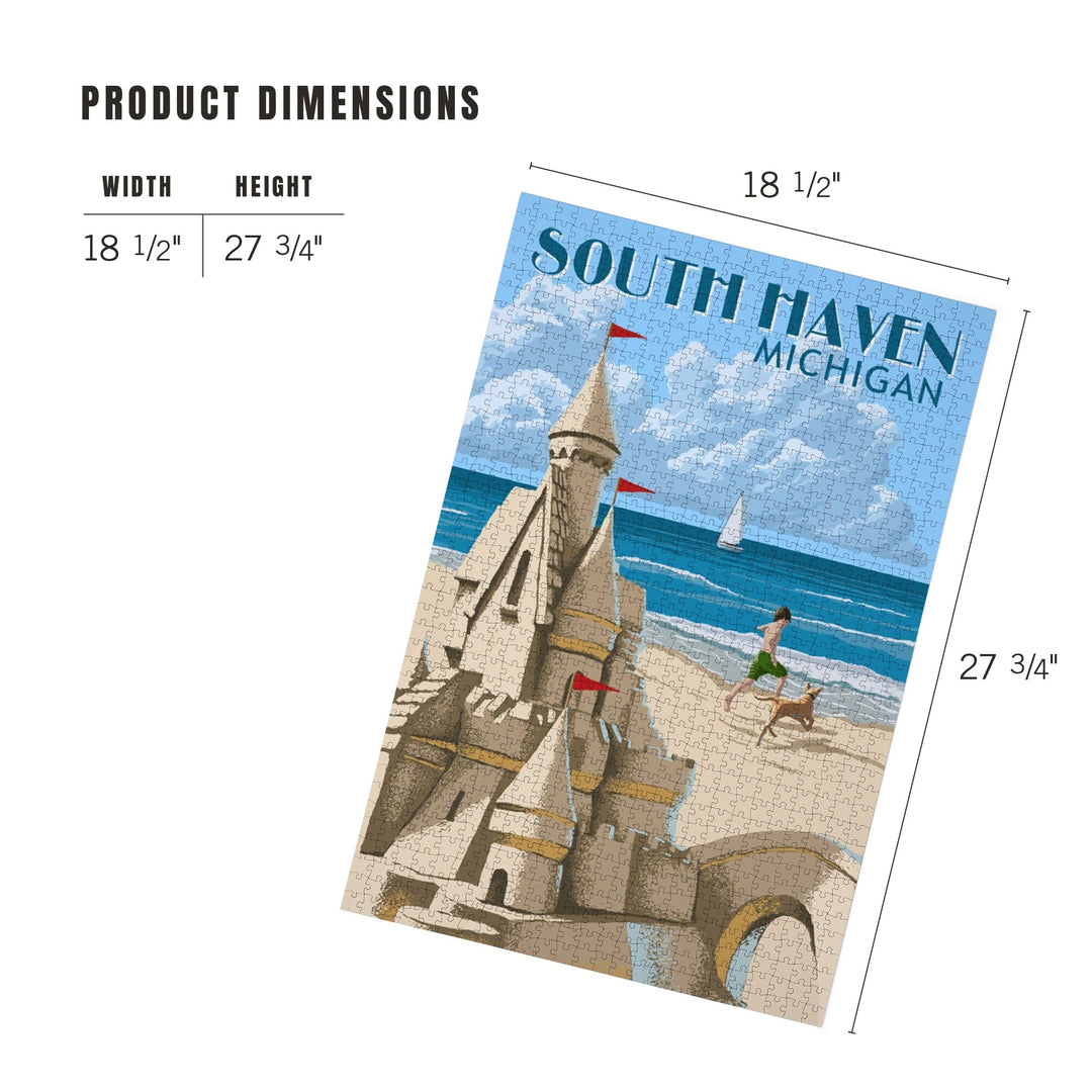 South Haven, Michigan, Sand Castle, Jigsaw Puzzle Puzzle Lantern Press 