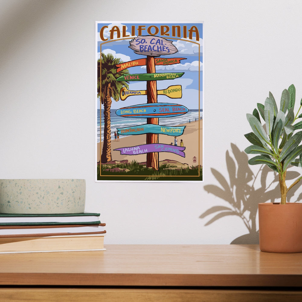 Southern California Beaches, Destinations Sign, Art & Giclee Prints Art Lantern Press 