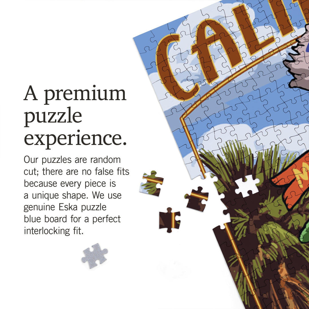 Southern California Beaches, Destinations Sign, Jigsaw Puzzle Puzzle Lantern Press 