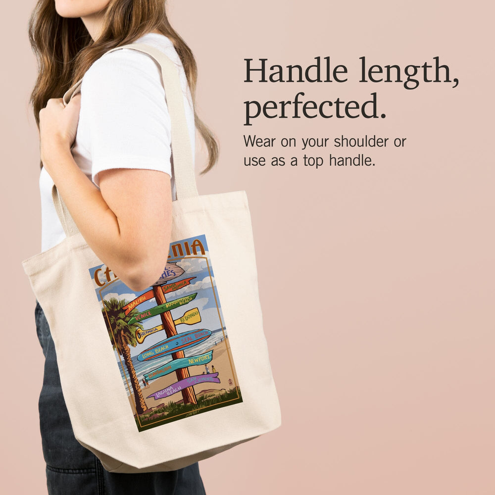 Southern California Beaches, Destinations Sign, Tote Bag Totes Lantern Press 