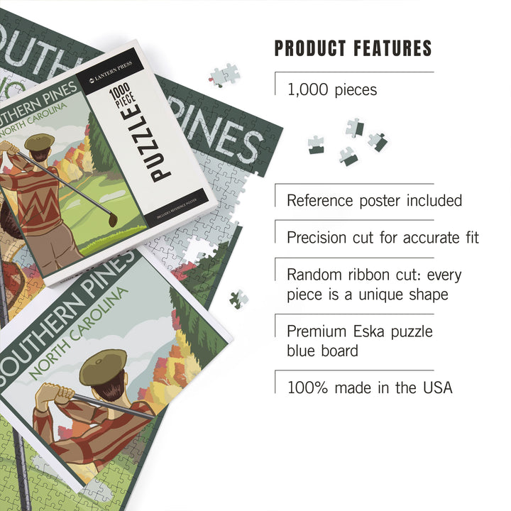 Southern Pines, North Carolina, Golfer, Jigsaw Puzzle Puzzle Lantern Press 
