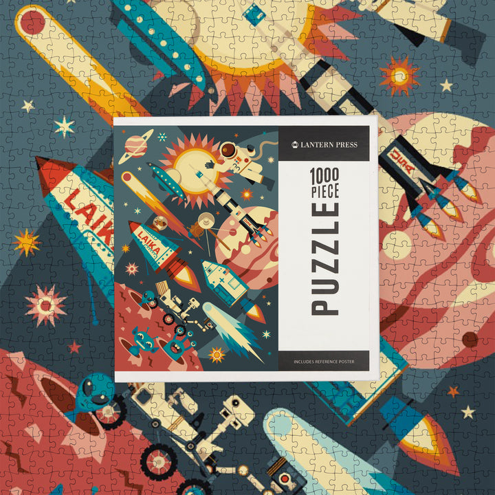 Space Geometric, Jigsaw Puzzle Puzzle Lantern Press 