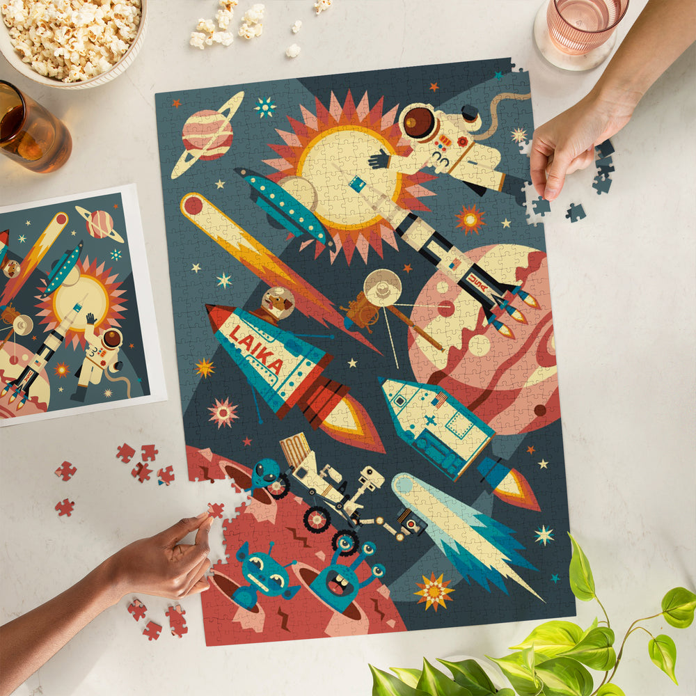 Space Geometric, Jigsaw Puzzle Puzzle Lantern Press 