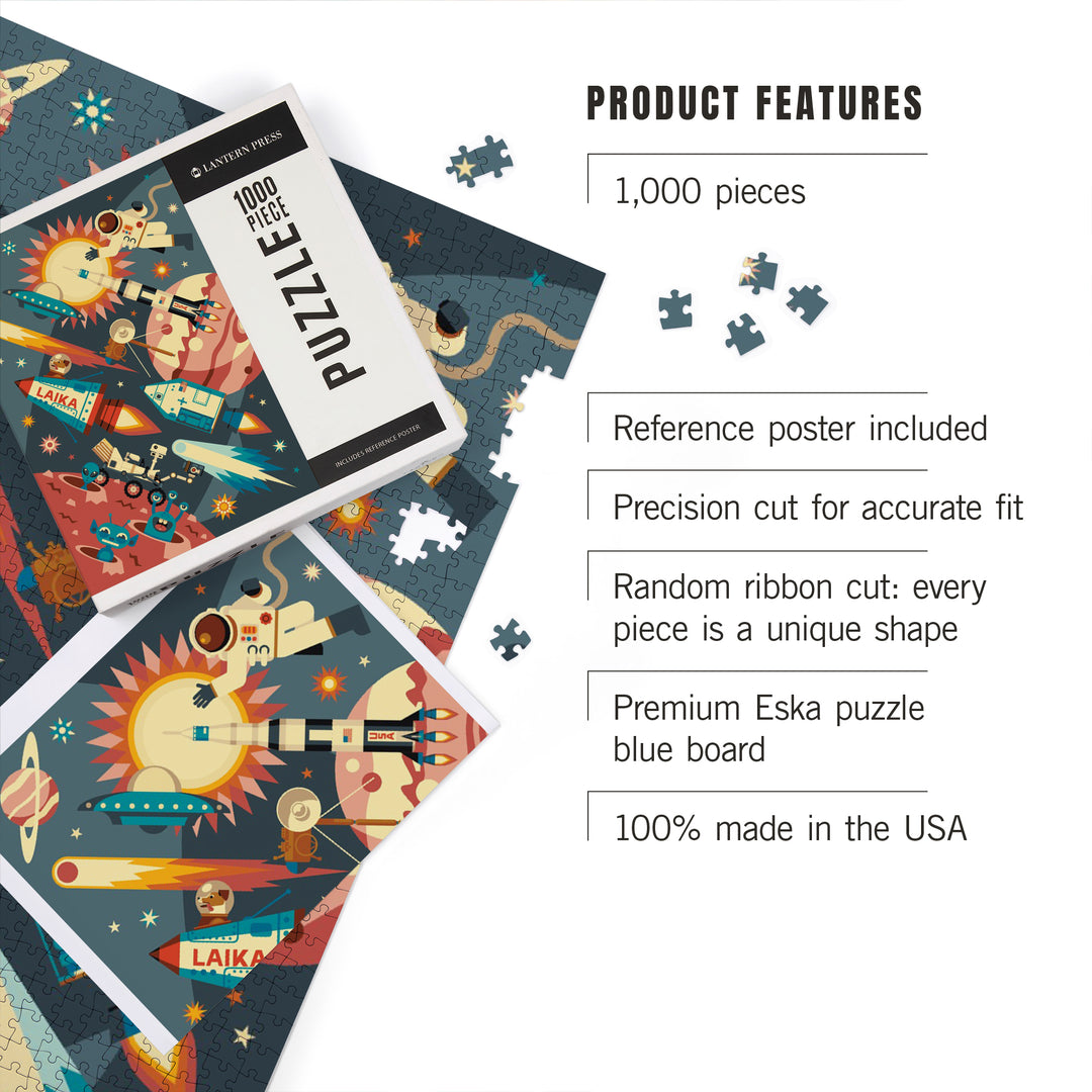 Space Geometric, Jigsaw Puzzle Puzzle Lantern Press 