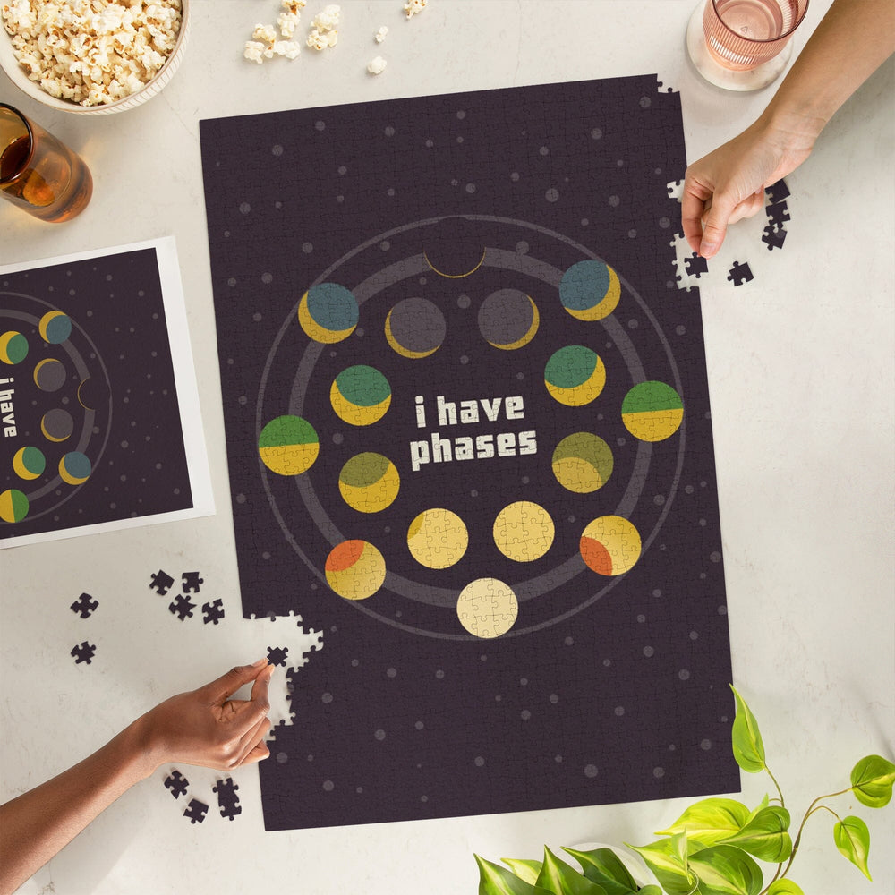 Space Is The Place Collection, Moon Phase, I Have Phases, Jigsaw Puzzle Puzzle Lantern Press 