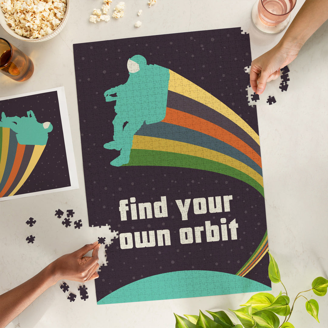 Space Is The Place Collection, Rainbow Astronaut With Jetpack, Find Your Own Orbit, Jigsaw Puzzle Puzzle Lantern Press 